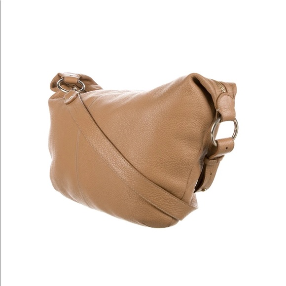 Tan soft pebbled leather hobo crossbody purse - Picture 4 of 8
